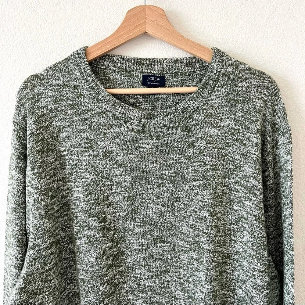NWT J.Crew 100% Cotton Marled Slub Crewneck Sweater Heather Green XL